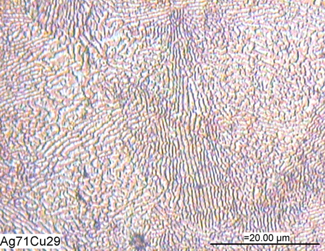 Microstructure of a silver-copper binary alloy after two hours at 700 degrees Celsius