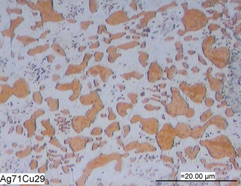 Coarsened microstructure of the same silver-copper binary alloy after forty hours at 700 degrees Celsius